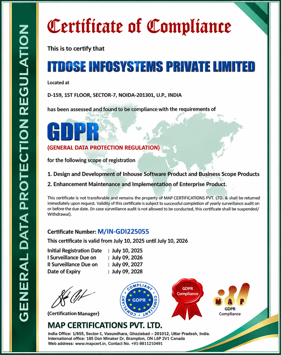 GDPR Compliance Certificate